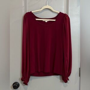 LOFT Deep Pink Long Sleeve Blouse